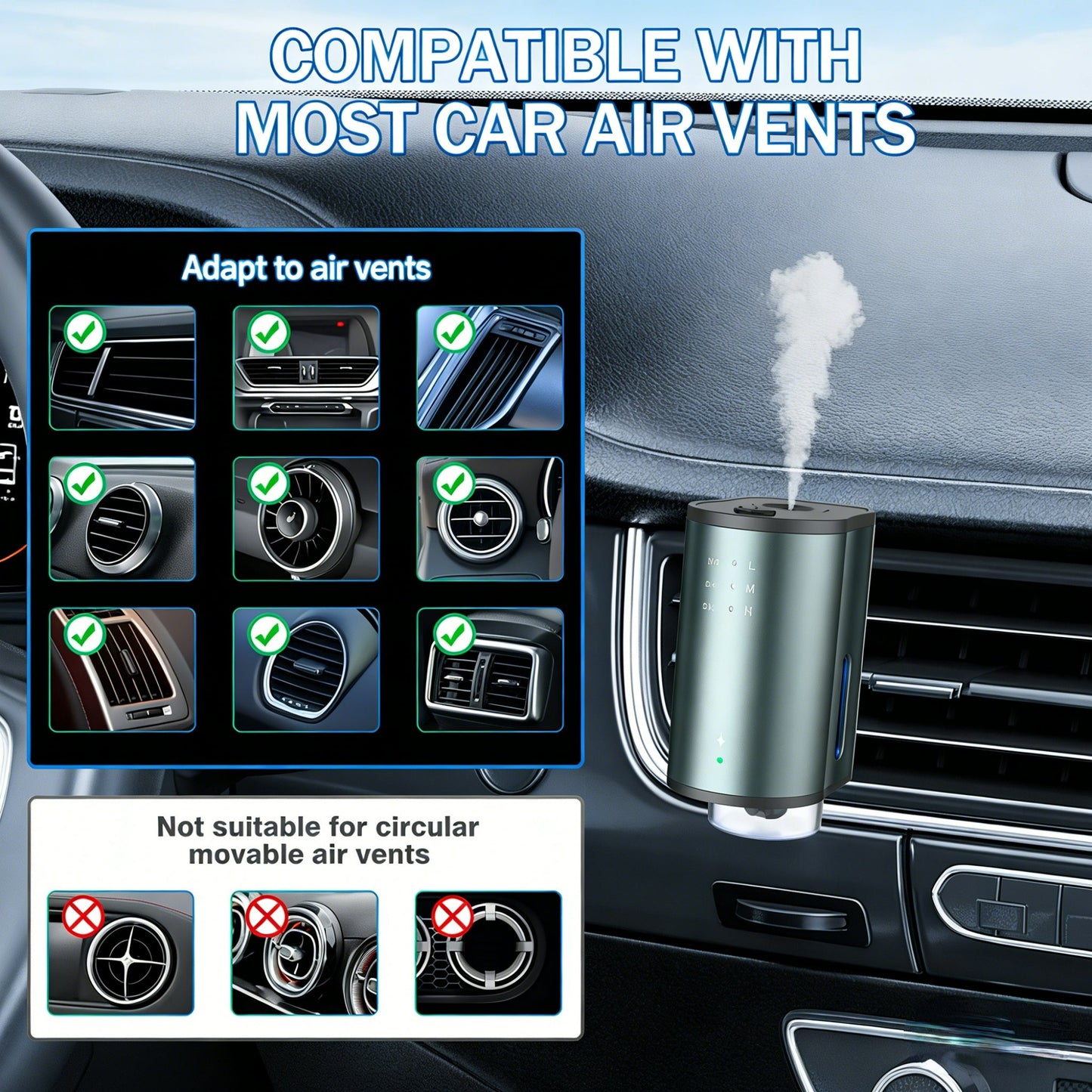 Auto-Aromatherapy Smart Car Air Freshener Diffuser with 3 Scent Options