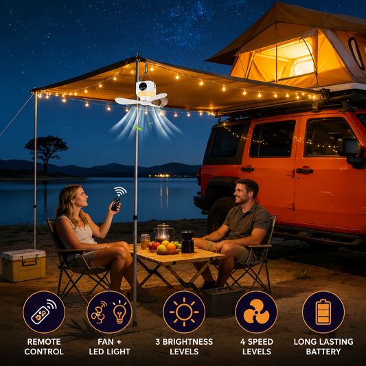 Portable Ceiling Fan with LED Light