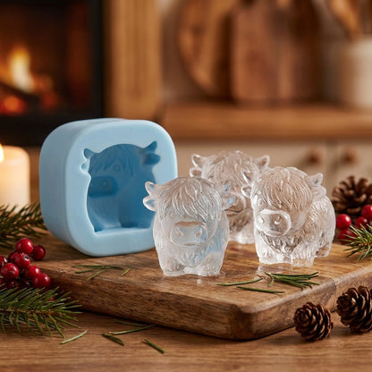 🐇🐰 Mini Highland Cow/Rabbit Ice Cube Mold – Cute 3D Ice for Drinks, Parties & Gifts
