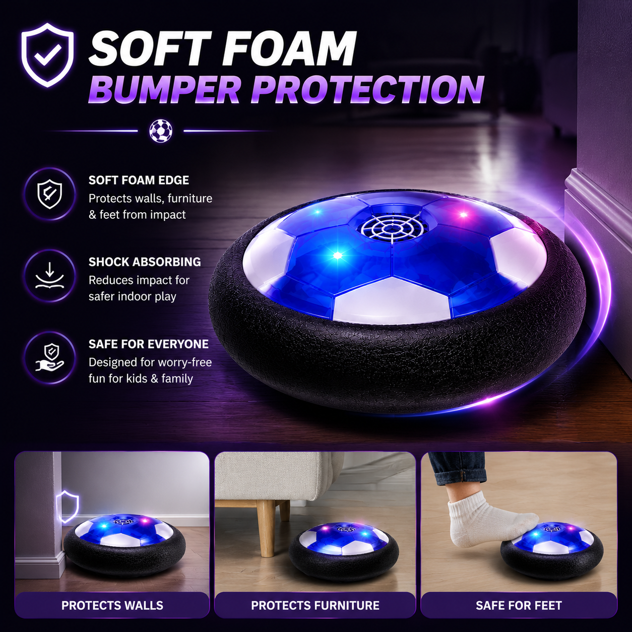 HoverGlow LED Air Soccer Ball