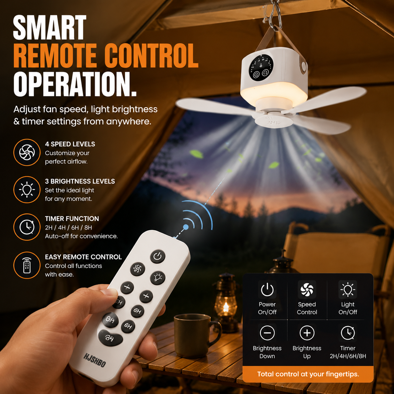 Portable Ceiling Fan with LED Light