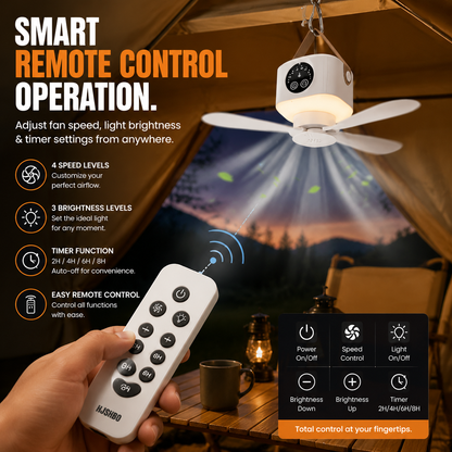 Portable Ceiling Fan with LED Light