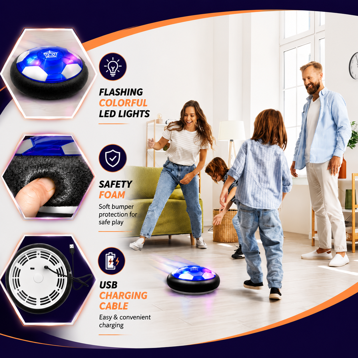 HoverGlow LED Air Soccer Ball