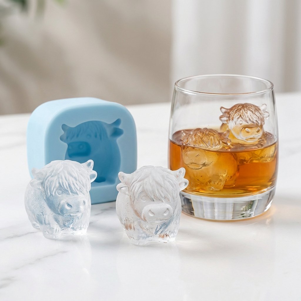 🐇🐰 Mini Highland Cow/Rabbit Ice Cube Mold – Cute 3D Ice for Drinks, Parties & Gifts