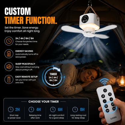 Portable Ceiling Fan with LED Light