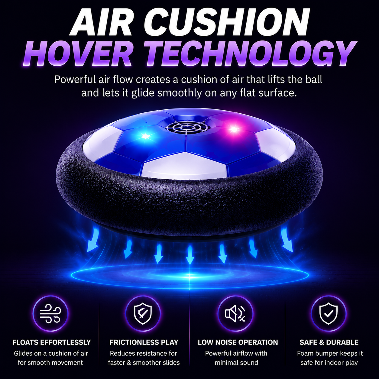 HoverGlow LED Air Soccer Ball