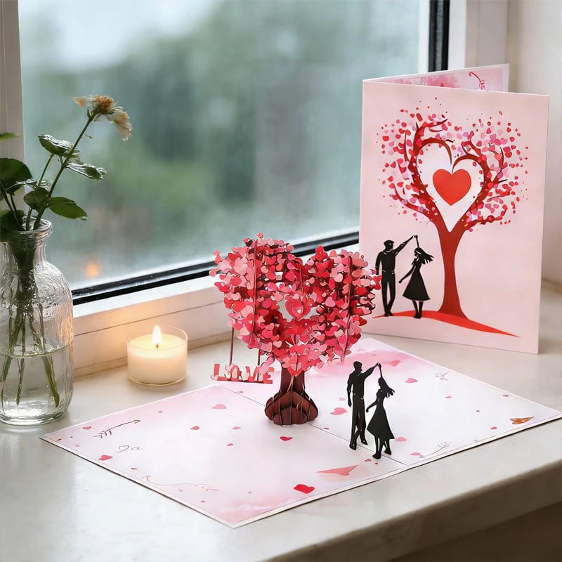 🔥3D Pop-Up Anniversary Card - Romantic Love Tree & Hearts Design💌