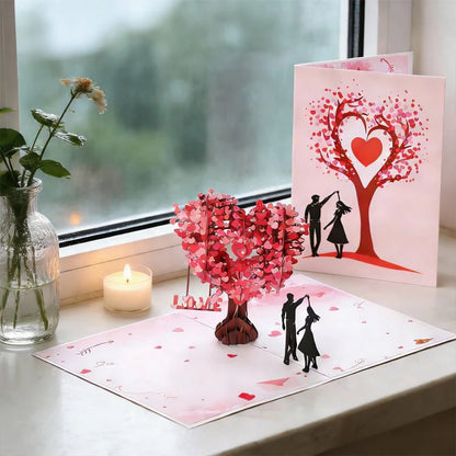 🔥3D Pop-Up Anniversary Card - Romantic Love Tree & Hearts Design💌