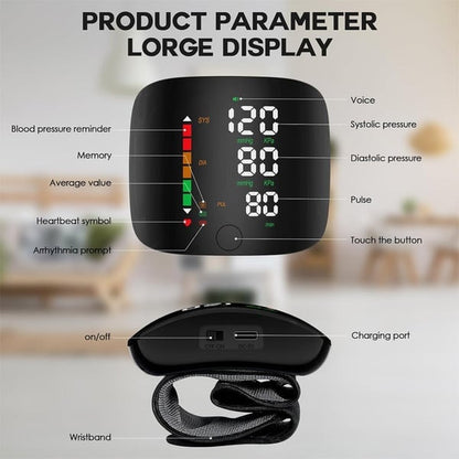 Wrist Blood Pressure Monitor – LED Display, Health Tracking