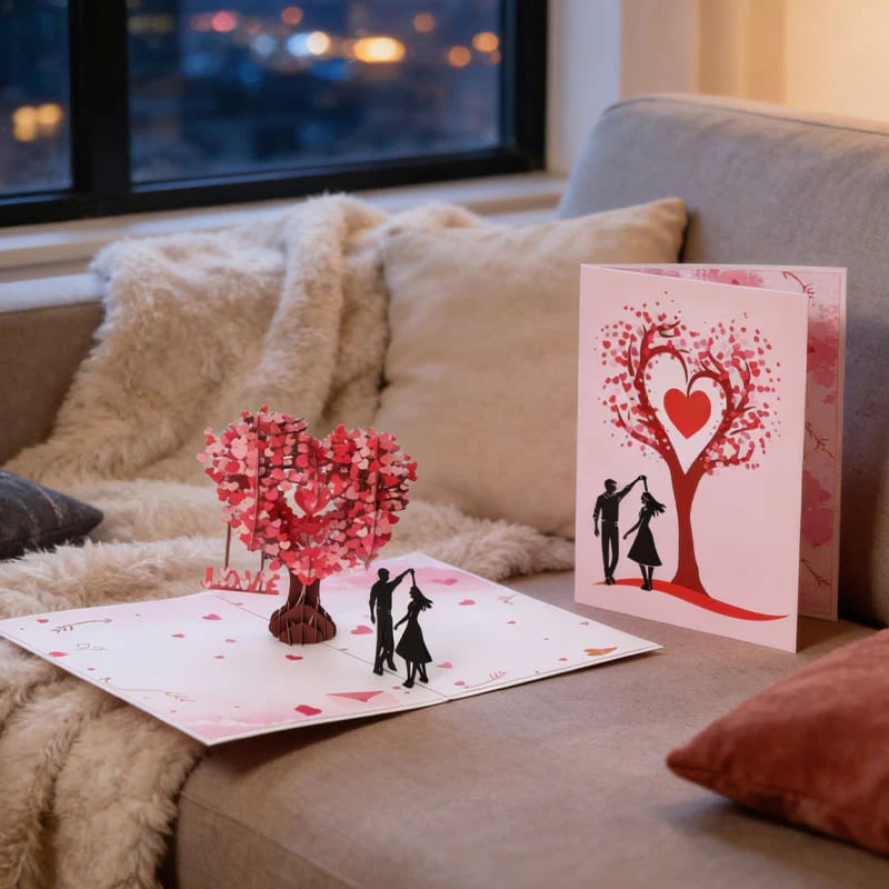 🔥3D Pop-Up Anniversary Card - Romantic Love Tree & Hearts Design💌