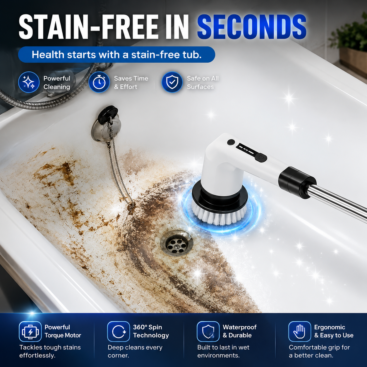 Power Glide Spin Brush For Effortless Cleaning