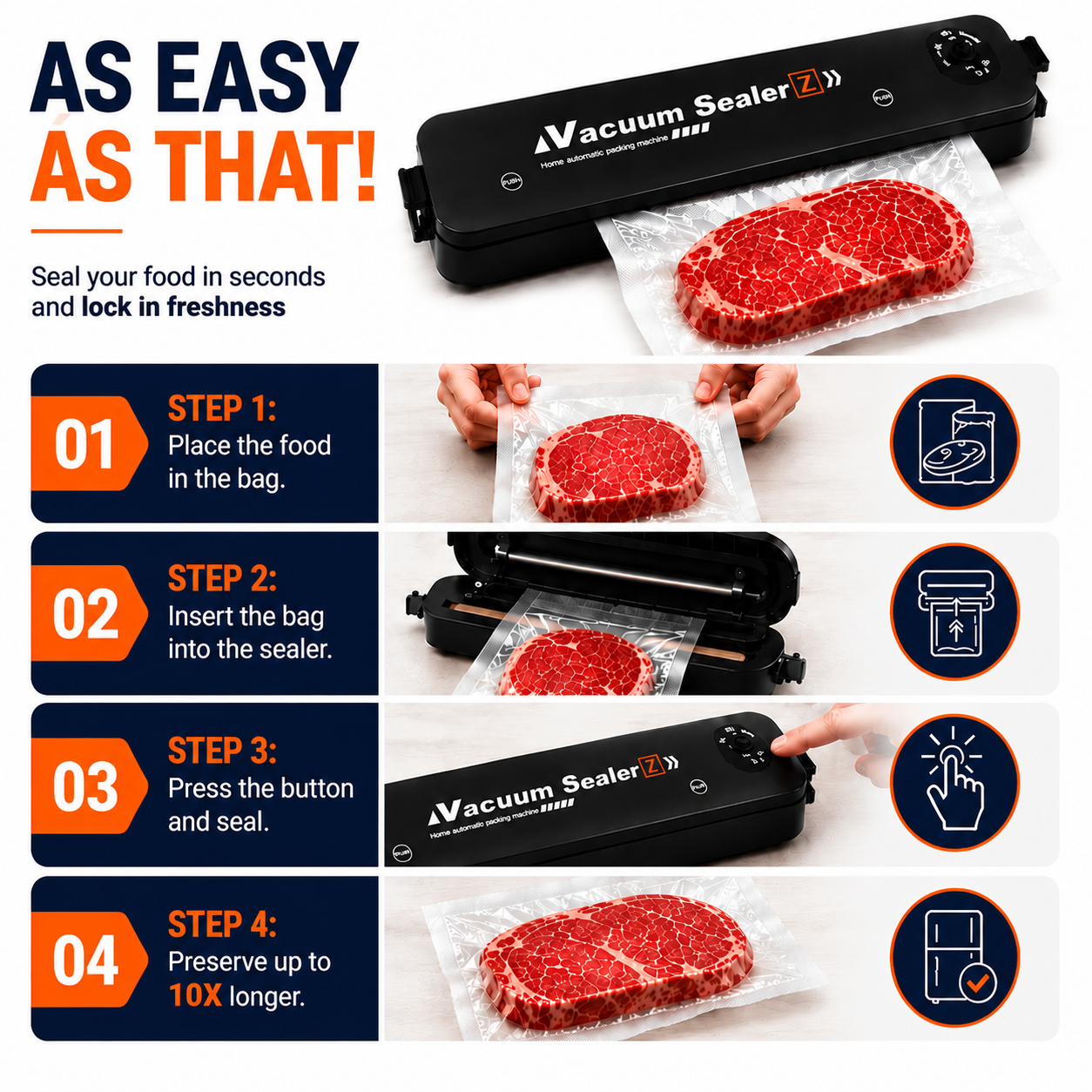 2-in-1 Food Vacuum Sealer – Keep Food Fresh for Months