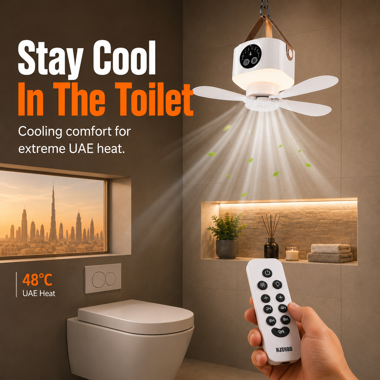 Portable Ceiling Fan with LED Light