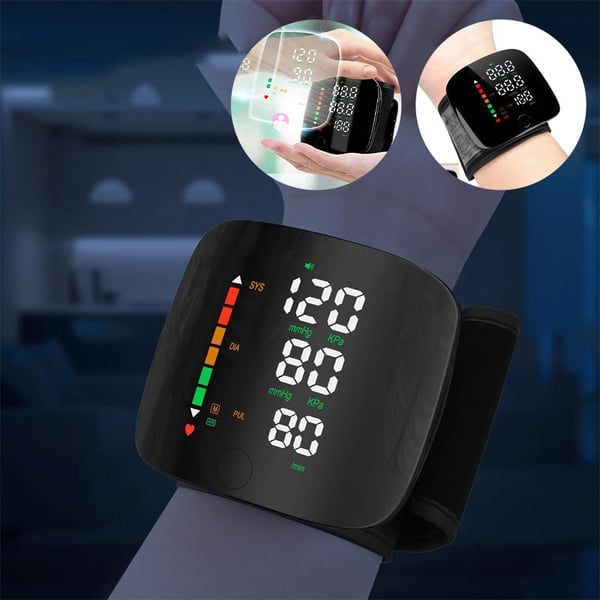 Wrist Blood Pressure Monitor – LED Display, Health Tracking