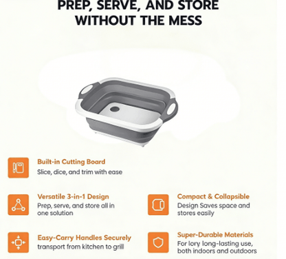 🍗🥗BBQ & Meal Prep Tub | Collapsible Prep Tub🍖🏕️