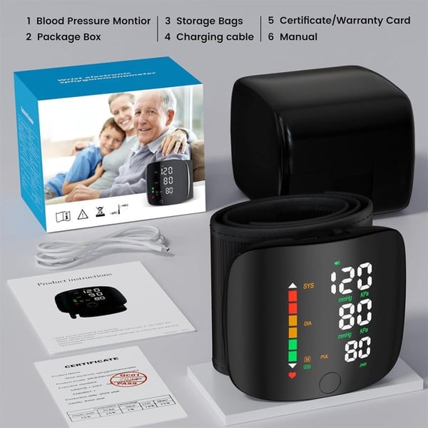 Wrist Blood Pressure Monitor – LED Display, Health Tracking