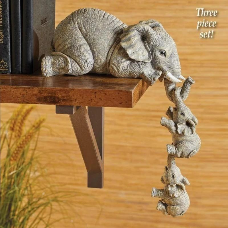 🔥Cute Elephant Hug Baby Resin Figurine Set