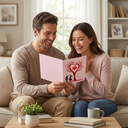 🔥3D Pop-Up Anniversary Card - Romantic Love Tree & Hearts Design💌